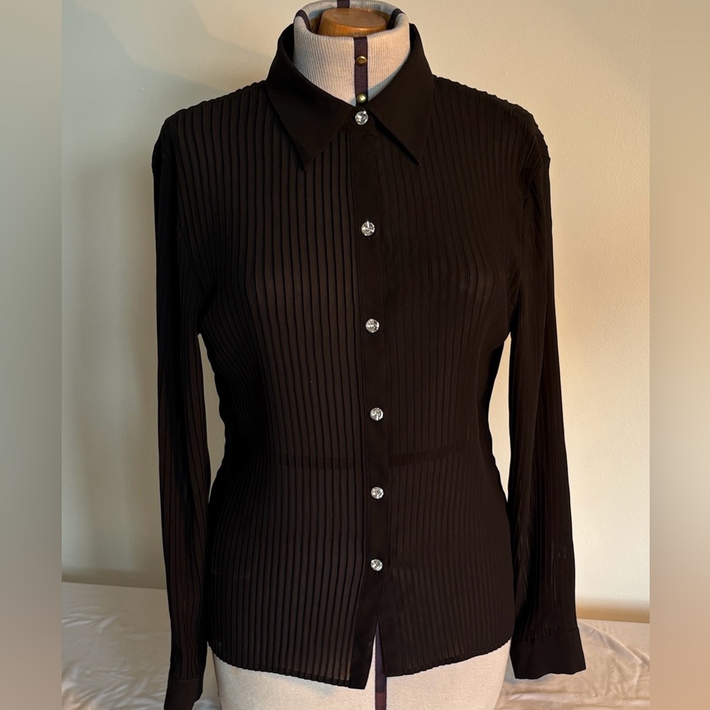 Karen Arnold Black Tuxedo Blouse